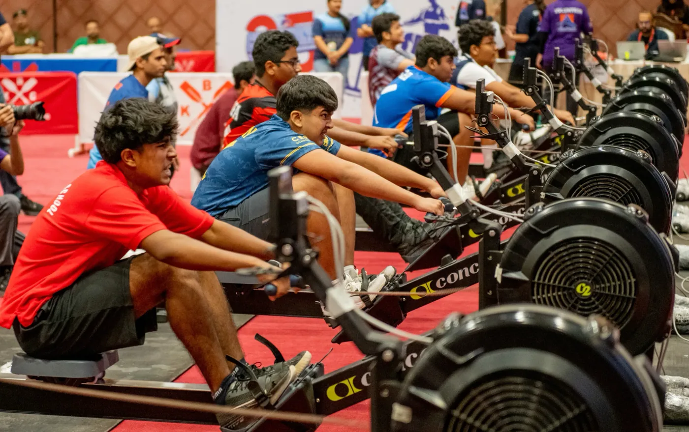 Rowers competing at the KBC Annual Indoor Rowing Regatta