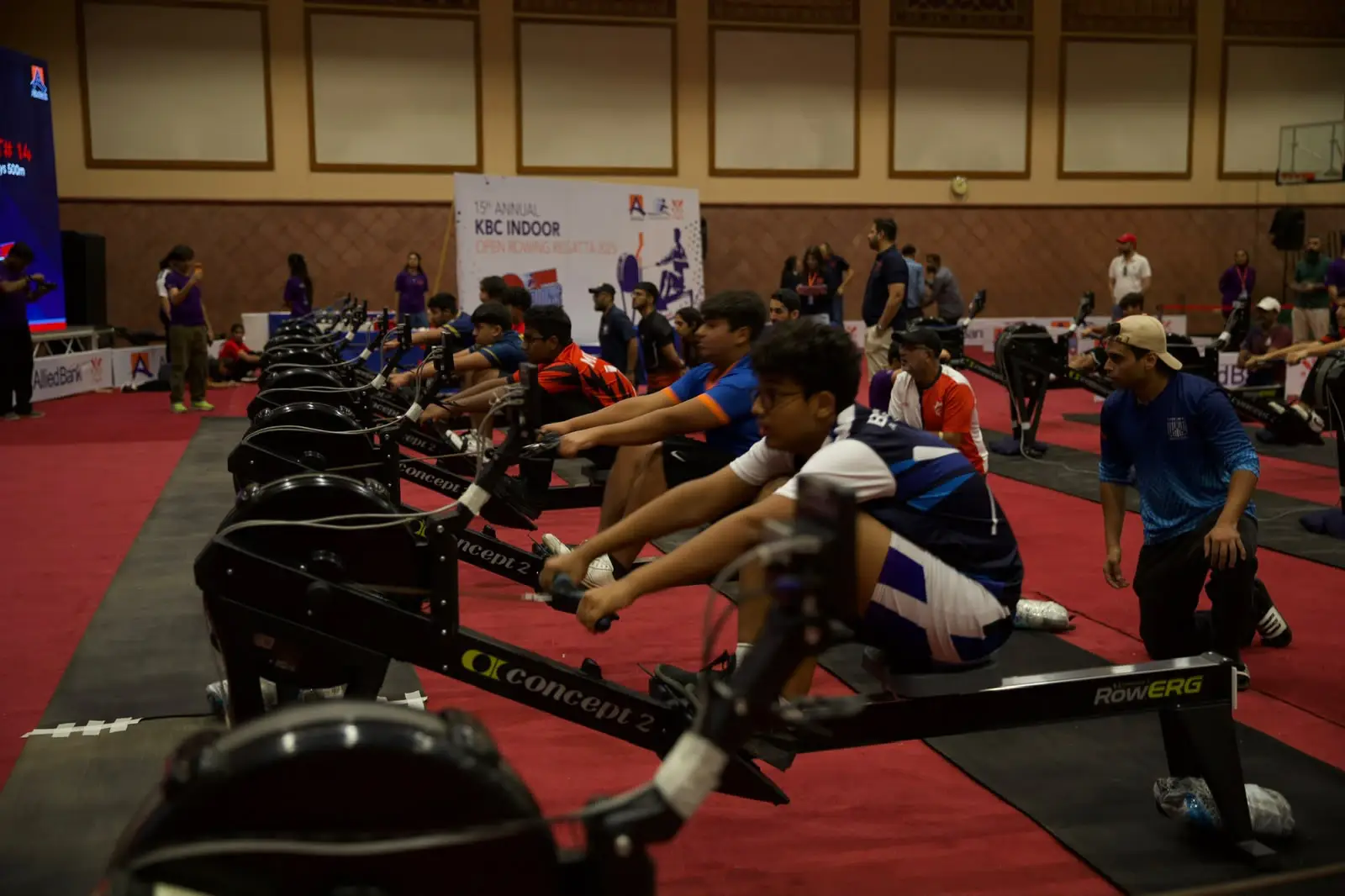 Rowers and teams competing at the KBC Annual Indoor Rowing Regatta, 2025